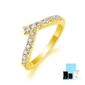 Eleganter V-förmiger Wunschknochen-Ring aus 925er Silber mit funkelnder Vergoldung - S / Gold Stil Mit Zertifikat Und Box