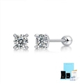 Pendientes minimalistas de plata S925 con diamante GRA y caja de regalo azul elegante - Pendientes de plata S925 con moissanita - 1ct - GRA/certificado/caja de regalo / Plata 925