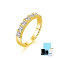 S925 sterling silver ring in 18K gold finish with 7 moissanite stones and GRA certificate - US Size 5 / With GRA Certificate Gift Box / Gold
