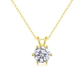 Elegant 18K gold-plated 925 silver necklace with a six-prong round moissanite pendant - 40+5cm / 1 Carat (Special Offer) / Gold