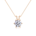 Elegant 18K rose gold plated 925 silver necklace with brilliant round moissanite pendant - 40+5cm / 1 Carat (Special Offer) / Rose Gold