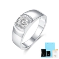 Détail d'une bague pour homme en argent s925 avec moissanite, certificat GRA et emballage - Ouvert Réglable / Bague Moissanite - 1 Carat - Avec Certificat GRA & Boîte Cadeau
