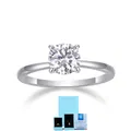Classic S925 sterling silver ring with a round brilliant cut lab diamond in a 4-prong setting - US Size 5 / Lab-Grown Diamond - 1 Carat (With Box/Certificate)