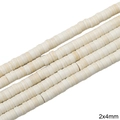 Perles cylindriques 2x4mm turquoise blanche synthétique avec texture pour bijoux - Corps Plat / 2x4mm (1 Fil/Paquet) / Blanc