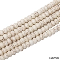 Fil de perles de turquoise blanche 4x6mm avec texture marbrée pour bijoux artisanaux - Perles d'abaque / 4x6mm (1 Fil/Paquet) / Blanc