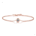 Dettaglio del bracciale in oro rosa con catena a maglie e moissanite a taglio tondo - 50 Punti / Bracciale a Bolle - Oro Rosa