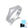 V-shaped S925 sterling silver chevron rings with moissanite stones and GRA certificate - US Size 5 / Double Layer Chevron Pave Ring (With GRA Certificate And Gift Box) / Silver