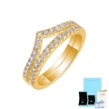 Elegant gold S925 sterling silver V-shape double row moissanite ring with GRA certificate - US Size 5 / Double Layer Chevron Pave Ring (With GRA Certificate And Gift Box) / Gold