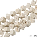 Perles cubes en turquoise blanche 11x11mm avec texture marbrée pour bijoux DIY - Perle carrée (Diagonale) / 11x11mm (1 Fil/Paquet) / Blanc