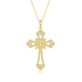 Luxurious gold-plated S925 silver moissanite cross pendant necklace with white zircon - 45cm / Gold