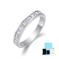 S925 sterling silver square moissanite band ring with GRA certificate and gift box - US Size 5 / Moissanite Style (With Certificate and Gift Box) / Silver