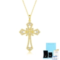Elegant gold Moissanite cross pendant necklace with GRA certificate and gift box - 45cm / Gold + GRA Certificate + Gift Box