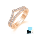 Elegant rose gold double-layered stacking ring with pavé moissanite and GRA certificate - US Size 5 / Double Layer Chevron Pave Ring (With GRA Certificate And Gift Box) / Rose Gold