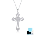 Exquisite S925 silver moissanite cross pendant necklace with GRA certificate and gift box - 45cm / Silver + GRA Certificate + Gift Box