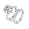 Set di fedi nuziali in argento S925 con moissanite a pera e anello eternity coordinato - Taglia US 5 / Anello in moissanite
