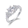 Bague en argent massif S925 avec Moissanite ronde 2 carats et accents latéraux - Taille US 5 / Bague Moissanite 2ct