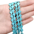 Perles en croix turquoise synthétique bleue avec veines brunes pour bijoux DIY - Croix / 8x10mm (38cm/Paquet) / Bleu ciel