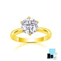 Six-prong gold plated silver round moissanite ring with GRA certificate and gift box - US Size 5 / Moissanite (50pt) With GRA Certificate and Box / Gold
