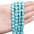 Perles de turquoise synthétique en forme de cœur bleu avec veines pour bijoux DIY - Cœur / 9x10mm (38cm/Paquet) / Bleu ciel