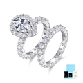 Set di anelli in argento S925 con moissanite a goccia e fede eternity con diamanti - Taglia US 5 / Anello Moissanite Con Certificato GRA E Confezione Regalo