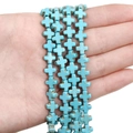 Perles de croix en turquoise synthétique bleue pour bijoux DIY avec veines brunes - Croix Courte / 8x8mm (38cm/Paquet) / Bleu ciel