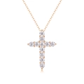 Elegant rose gold cross necklace with lab diamonds and fine link chain for women - Moissanite Cross Necklace / 925 Silver / Rose Gold
