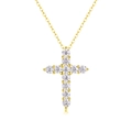 Elegant gold cross necklace for women featuring eleven brilliant round cut lab diamonds - Moissanite Cross Necklace / 925 Silver / Gold