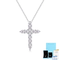 Detailed view of moissanite cross pendant with luxury blue gift box and GRA certificate - Moissanite Necklace Gift Box Set (With Certificate) / 925 Silver / Silver