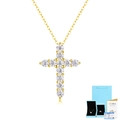 Cross pendant necklace with sparkling diamonds and GRA certificate on blue packaging - Moissanite Necklace Gift Box Set (With Certificate) / 925 Silver / Gold