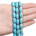Perles ovales en turquoise synthétique bleue avec texture maillée pour création de bijoux - Perles d'olive / 8x14mm (38cm/Paquet) / Bleu ciel
