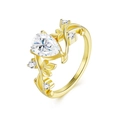 Gouden S925 zilveren ring met peervormige moissaniet en elegant wijnstok- en bladontwerp - US Maat 5 / Ring van S925 sterling zilver met moissaniet