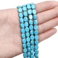 Perles ovales plates en turquoise synthétique avec veines brunes pour bijoux DIY - Petite Perle Ovale / 7x9mm (38cm/Paquet) / Bleu ciel