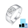 Bague pour homme en argent S925 avec diamant de laboratoire, écrin et certificat - Ouvert Réglable / Bague Diamant de Culture - 1 Carat - Avec Certificat NGTC & Coffret Cadeau