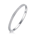 Elegant S925 sterling silver bangle featuring minimalist pavé moissanite in silver finish - Moissanite Sterling Silver Bangle