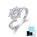 S925 sterling silver flower cluster engagement ring with GRA certificate and gift box - US Size 5 / Moissanite Ring (With Certificate & Box)