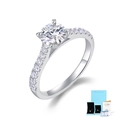 Bague de fiançailles classique en argent S925 avec pierre Moissanite et kit GRA - Taille US 5 / Bague Moissanite Quatre Griffes (Coffret Certificat GRA)