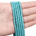 Perles disques en turquoise synthétique avec texture naturelle pour bijoux DIY et bracelets - Petite Perle Plate / 2x6mm (38cm/Paquet) / Bleu ciel