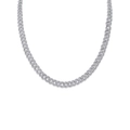 Classic S925 silver Cuban link chain necklace with sparkling moissanite pavé stones - Moissanite Style / 50cm