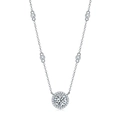 Elegant S925 sterling silver necklace featuring a round moissanite pendant in silver - Moissanite - Silver - 1 Carat