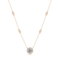 Elegant 18K rose gold plated S925 sterling silver necklace with round moissanite pendant - Moissanite - Rose Gold - 1 Carat