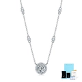Elegant S925 sterling silver moissanite pendant necklace with GRA certificate and gift box - Moissanite - Silver - 1 Carat with GRA Certificate & Gift Box