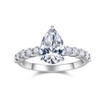 Bague élégante en argent S925 avec moissanite taille poire et accents pavés étincelants - Taille US 5 / Bague Moissanite Taille Poire-3 Carats (Sans Certificat et Boîte)