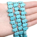 Perle d'éléphant turquoise en pierre synthétique tenue en main pour bijoux DIY - Éléphant / 10x15mm (38cm/Paquet) / Bleu ciel