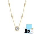 S925 sterling silver 18K gold plated moissanite halo pendant necklace with GRA report - Moissanite - Gold - 1 Carat with GRA Certificate & Gift Box