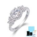 S925 silver lab diamond ring set with round moissanite, blue gift box and GRA certificate - US Size 5 / Moissanite Ring (1 Carat) + Gift Box & Certificate