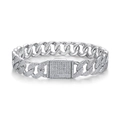 Macro detail of iced out Cuban link bracelet featuring rectangular iced buckle closure - Moissanite Cuban Bracelet / 10MM Width/18CM Length