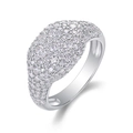 Luxurious S925 sterling silver men's ring with full moissanite pavé on white background - US Size 5 / Moissanite Hip Hop Ring (R15308)