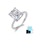 Anillo de plata S925 con moissanita corte esmeralda, certificado GRA y estuche - Talla US 5 / Estilo Corte Esmeralda (R15269) (Con Certificado Y Caja) / Plateado