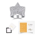 Détail de la bague étoile en argent S925 avec certificat moissanite GRA et écrin - US 8 / Style Étoile (Avec Certificat & Boîte) / Argent