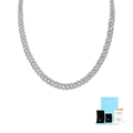 Silver Cuban link necklace in S925 sterling silver with moissanite and luxury packaging - Moissanite Style (Includes GRA Certificate & Gift Box) / 50cm